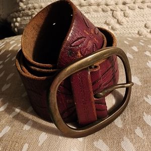 Abercrombie & Finch well-loved, distressed red leather belt